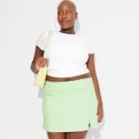 Wild Fable XXL Sage Green High Rise Bodycon Mini Skort Built-in Shorts Zip - Picture 3 of 9
